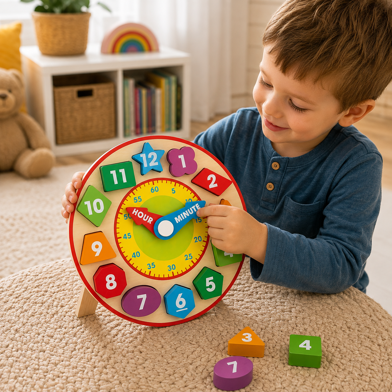 Wooden Shape Sorting Clock