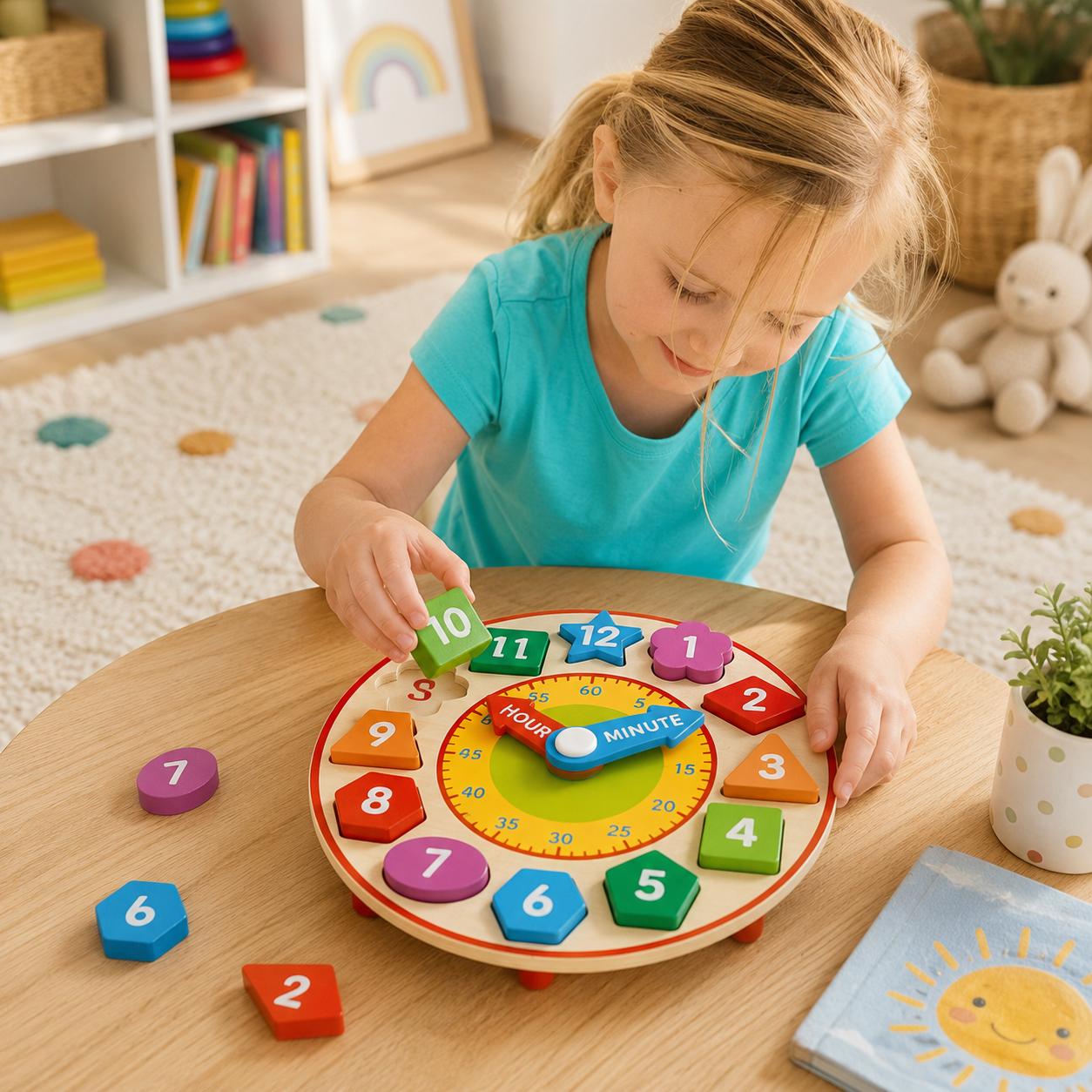 Wooden Shape Sorting Clock